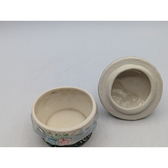 Vintage Trinket Box Victorian Boot Floral Green Ring Box - Picture 11 of 13